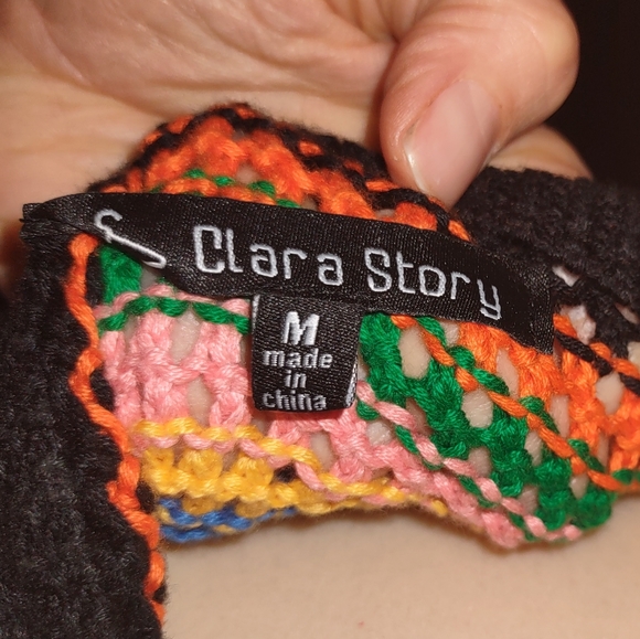 Clara Story Crochet Mini Skirt Multi Color Stripes Knit Medium - Picture 5 of 5